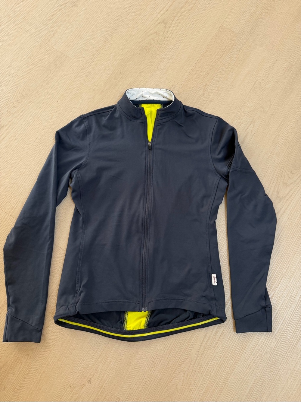 Rapha Long Sleeve Souplesse Gray Yellow Jersey Medium Cycling Biking Full Zip